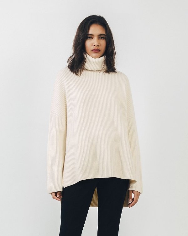 PRE-ORDER Ivory Ribbed Turtleneck Sweater