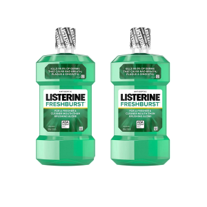Listerine Freshburst Antiseptic Mouthwash with Germ-Killing Oral Care Formula to Fight Bad Breath, Plaque and Gingivitis, 500 mL (Pack of 2)