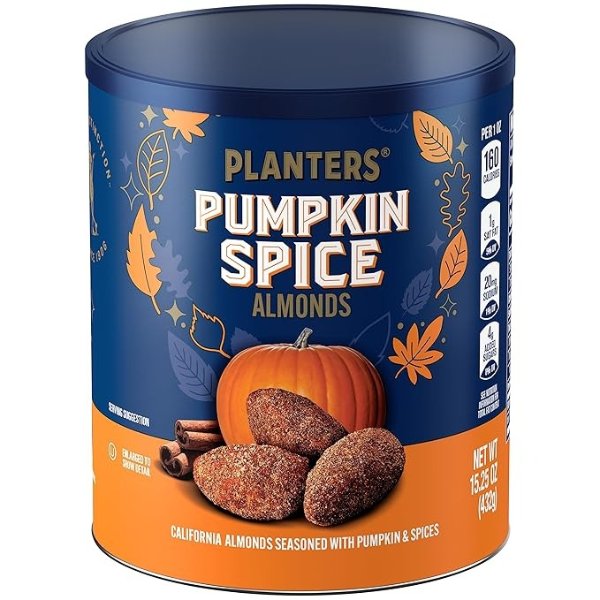PLANTERS Fall Edition Pumpkin Spice Almonds, 15.25 oz Canister
