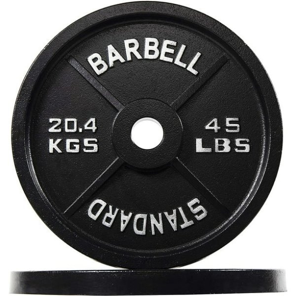 Classic Cast Iron Weight Plates for Strength Training, 2-Inch, 45-Pound, Pair