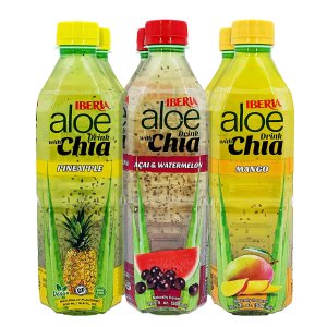 Iberia Aloe Vera Drink with Aloe Pulp and Chia Seeds 16.9 Ounce (Pack of 6)