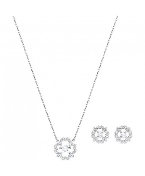 Sparkling Dance Flower White Crystal Jewellery Set