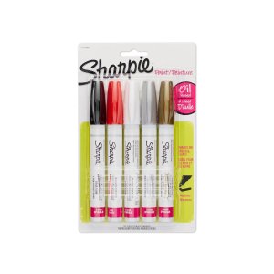 Sharpie Oil-Based Paint Markers, Medium Point, 5-Pack, Assorted Colors with Metallics