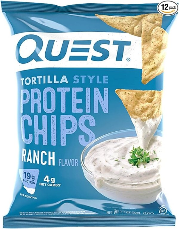 Tortilla Style Protein Chips, Ranch, Baked, 1.1 Ounce (Pack of 12)