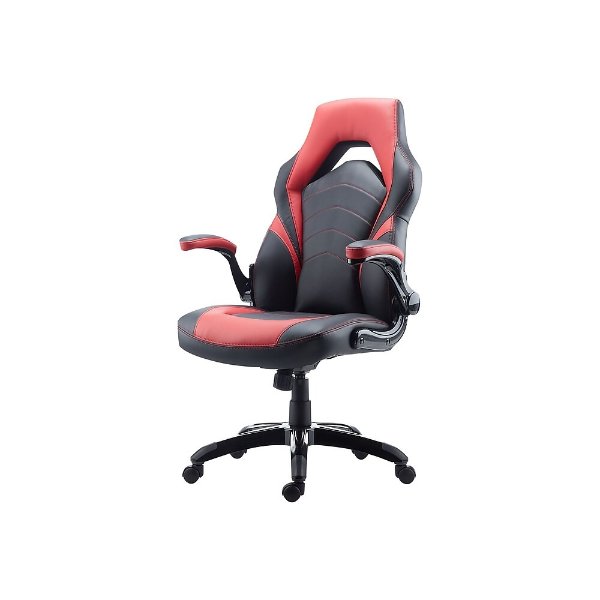 Emerge Vortex Bonded Leather Gaming Chair, Black and Red (51465-CC)