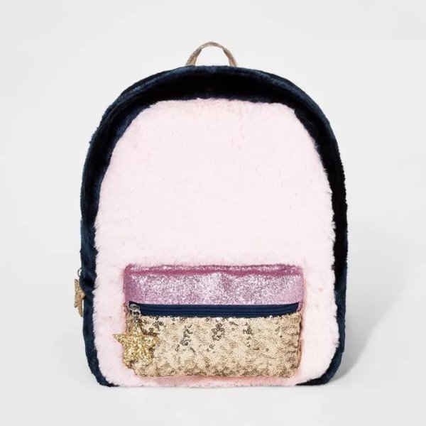Girls' Colorblock Faux Fur Mini Backpack