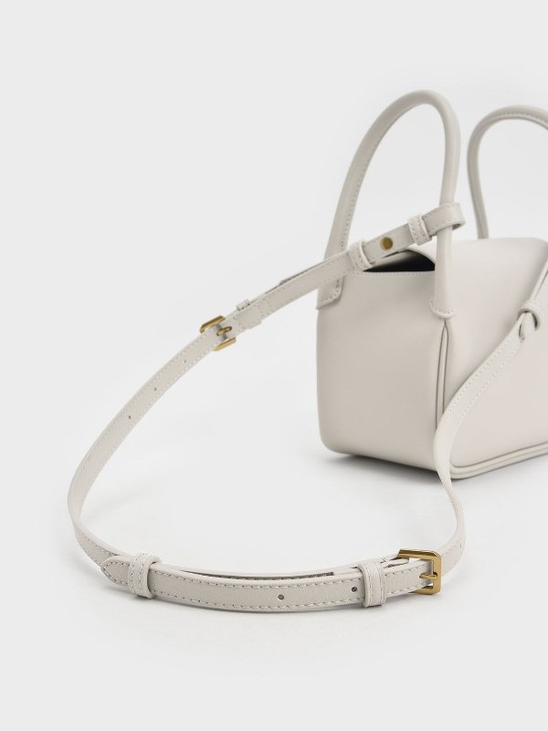 Light Grey Evelynn Padded Double Handle Slouchy Bag | CHARLES &amp; KEITH