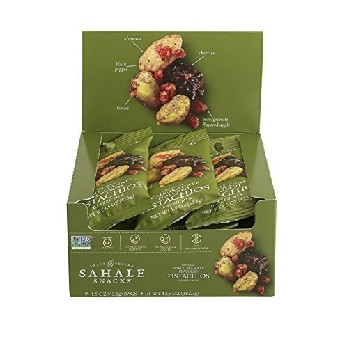 Pomegranate Flavored Pistachios Glazed Mix - Nut Snacks in a Grab 'n Go Pouch, No Artificial Flavors, Preservatives or Colors, Gluten-Free Snacks, 1.5 Ounce (Pack of 9)