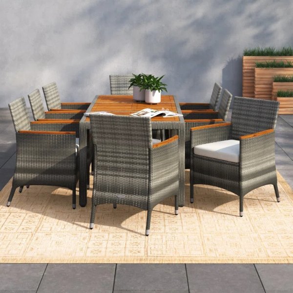 Allye 8 - Person Rectangular Outdoor Dining Set with Cushions