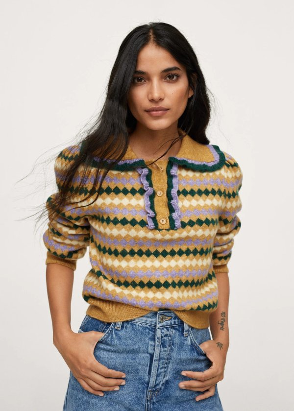 Printed knit sweater - Women | Mango USA