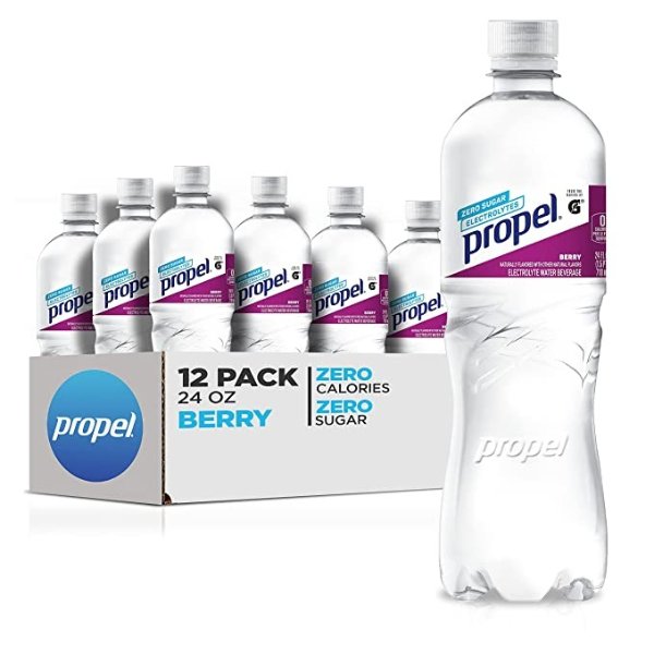 Propel, Berry, Zero Calorie Water Beverage with Electrolytes & Vitamins C&E, 24 Fl Oz (Pack of 12)