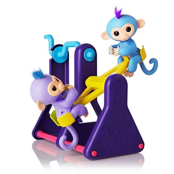 Fingerlings Playset – See-Saw with 2 Fingerlings Baby Monkey Toys – Willy (Blue) and Milly (Purple)