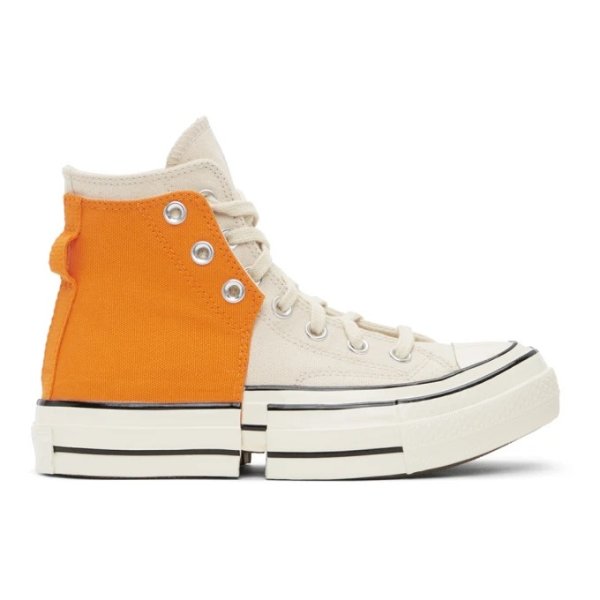 Orange & Off-White Converse Edition 2-In-1 Chuck 70 High Sneakers