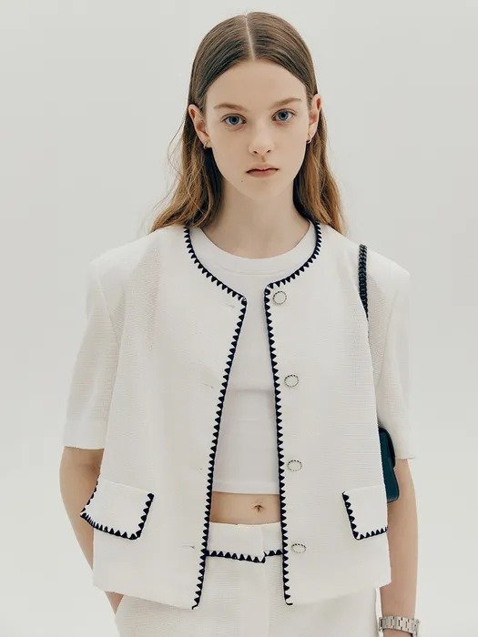 Tweed Embroidery Jacket - White