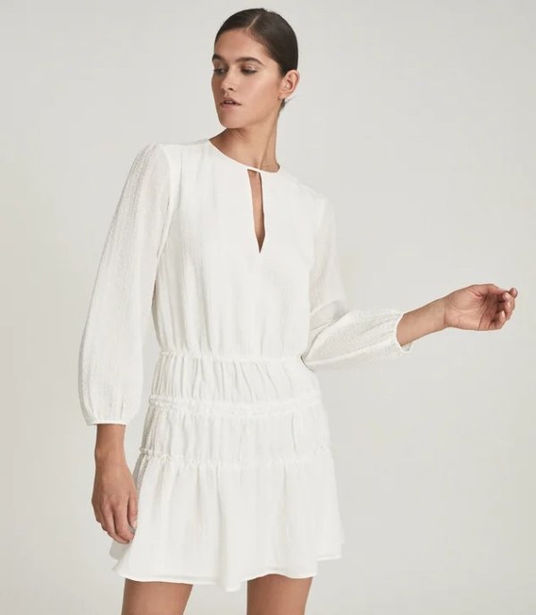 Cia White Long Sleeved Smock Dress – REISS