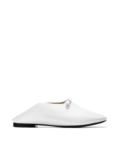 BETTY - COLLAPSIBLE-HEEL WHITE LEATHER BALLERINAS