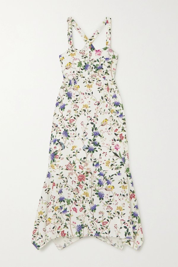 Oleanna floral-print cotton-poplin midi dress