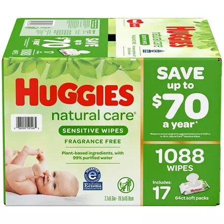 Natural Care 敏感无香型湿巾1088张 17包独立装