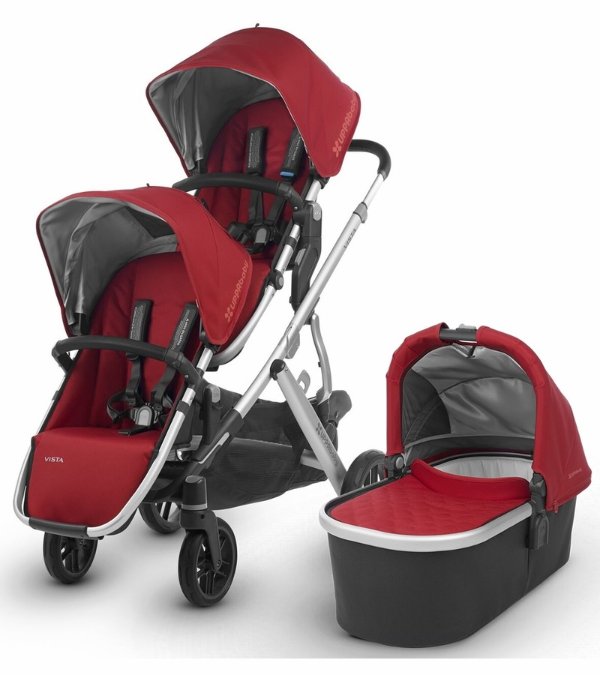 2018 Vista Double Stroller - Denny (Red/Silver/Black Leather)