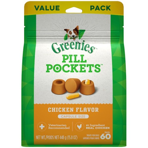 Pill Pockets Capsule Size Chicken Flavor Dog Treats, 15.8 oz., Count of 120 | Petco