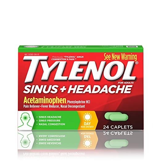 Congestion & Pain Caplets, Daytime Medicine for Cold and Sinus, Severe Sinus, Allergy and Headache Relief for Adults 24 ea