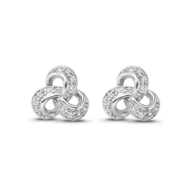 Diamond Accent Knot Earrings in Sterling Silver