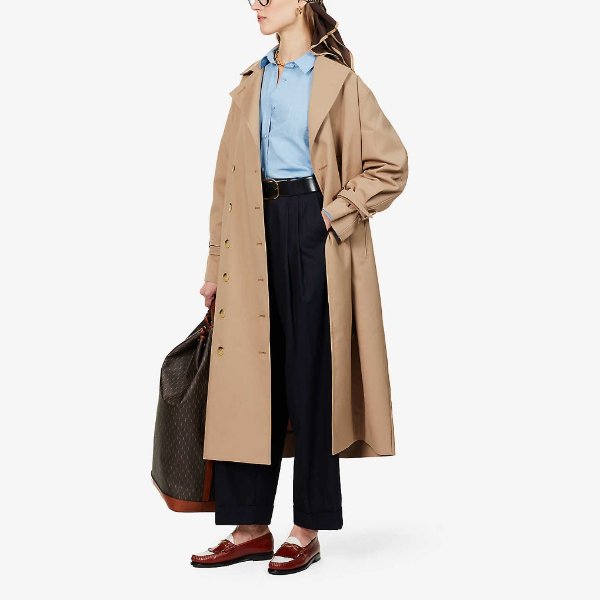 Signature double-breasted cotton-blend trench coat