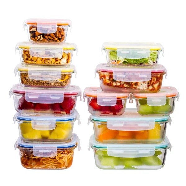 Eatman Glass Meal Prep 12 Container Food Storage Set