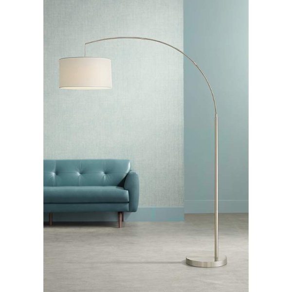 Cora Brushed Nickel Arc Floor Lamp - #35F53 | Lamps Plus