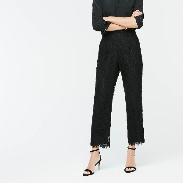High-rise pull-on Peyton wide-leg pant in lace