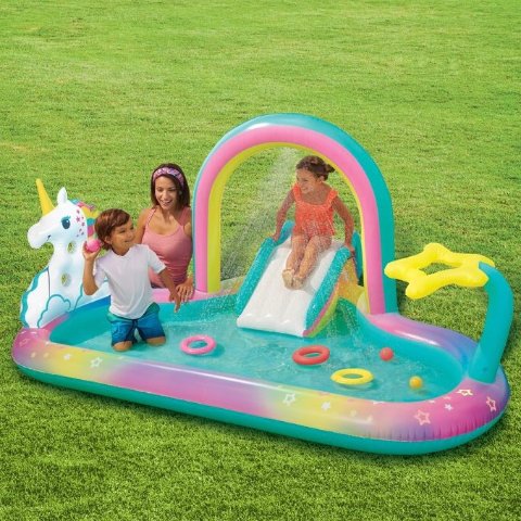 Play Day Round Inflatable Rainbow Play Center, Ages 2 & Upholstered