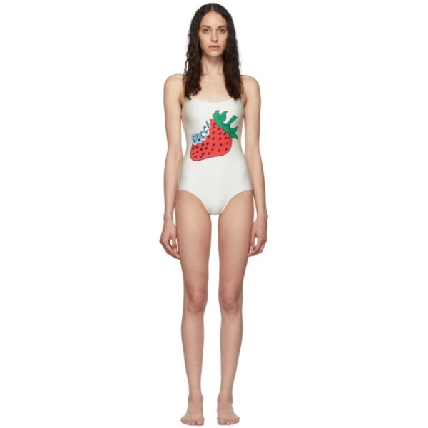 Off-White Strawberry One-Piece Swimsuit
