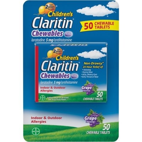 Children's Claritin® 24 Hour Non-Drowsy Allergy 5mg Grape Chewable Tablet (50 ct.) - Sam's Club