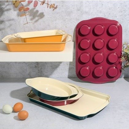 Red & Yellow Six-Piece Nonstick Ceramic Bakeware Set