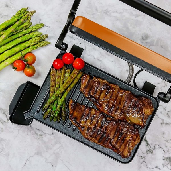 Ovente Electric Indoor Panini Press Grill with Non-Stick Cooking Plate