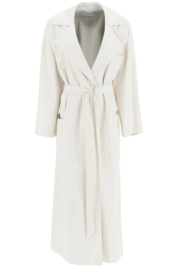 'amica' long leather trench coat