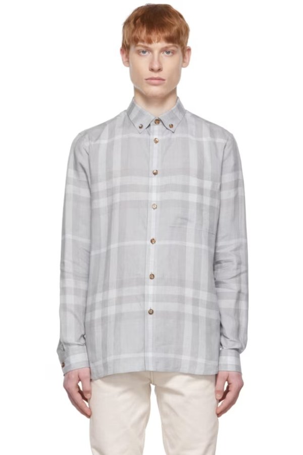 Grey Linen Long Sleeve Shirt