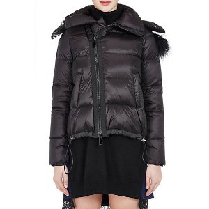 Sacai Fur-Trimmed Down-Quilted Hooded Jacket @Barneys Warehouse