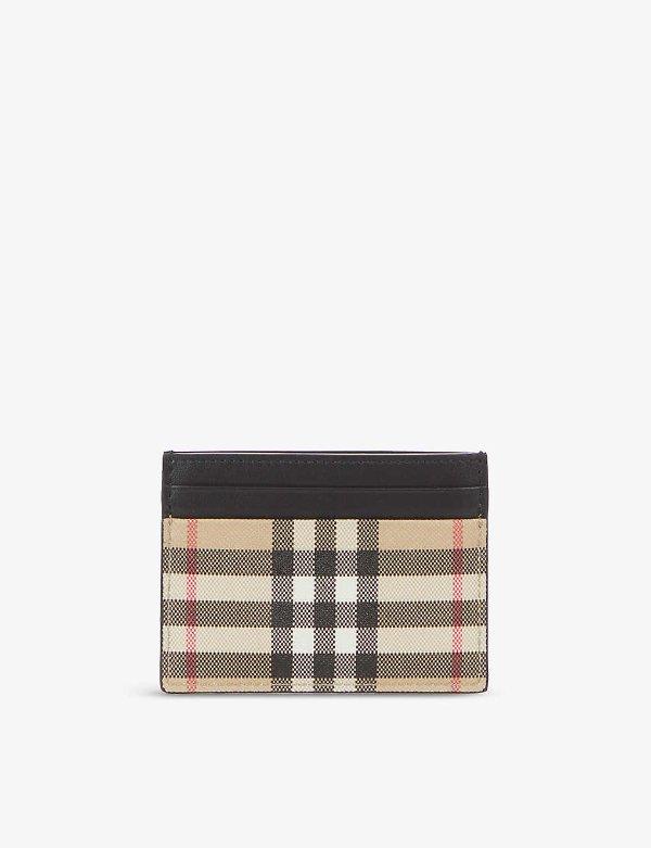 Sandon checked faux-leather cardholder