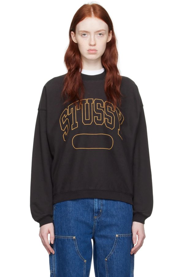 Black Varsity Oversized Sweatshirt