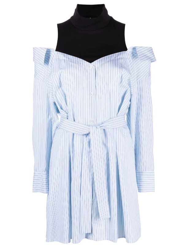 Trompe-l'oeil striped shirt dress