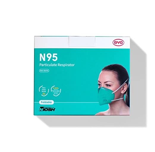 CARE N95 Respirator, 20 Pack with Individual Wrap, Breathable & Comfortable Foldable Safety Mask with Head Strap for Tight Fit