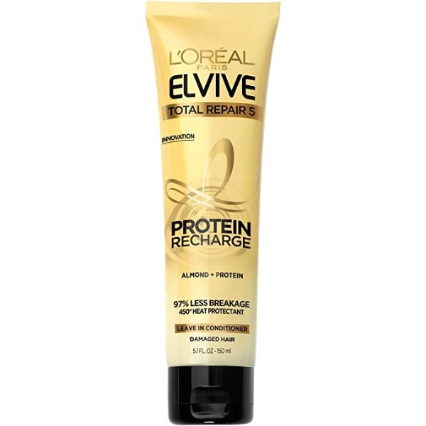 Elvive Total Repair 5 Protein Recharge Leave In Conditioner Treatment, and Heat Protectant, 5.1 Ounce (Packaging May Vary)