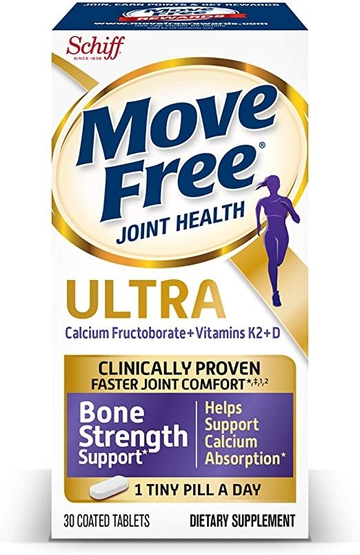 Vitamins D & K2 + Calcium Fructoborate Ultra Bone Strength Support* Tablets,Free (30 Count in A Box), Clinically Proven Faster Joint Comfort٭ǂ¹² in Just 1 Tiny Pill Per Day