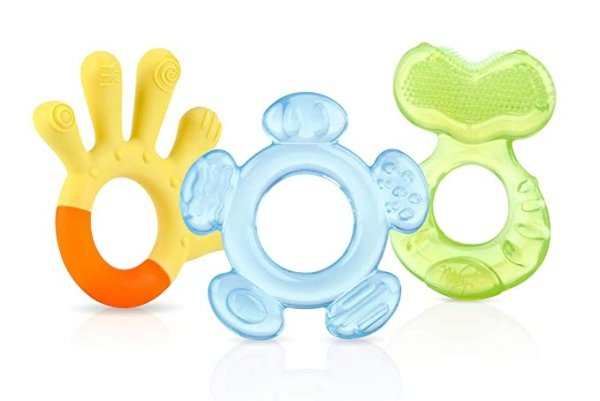 Soothing Teether Set, 3 Pack, Green/Blue/Yellow (BOY)