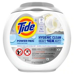 Hygienic Clean Heavy Duty 10x Free Power PODS Laundry Detergent, Unscented, For Visible and Invisible Dirt, 21 CT
