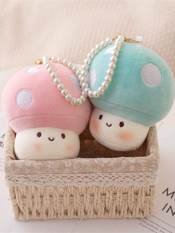1pc Random Color Cute Mushroom Doll Plush Toy Keychain Pendant, Teenagers' Stuffed Toy, Can Also Be Used As A Festival Gift For Children