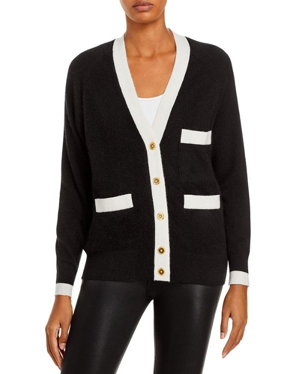 Tipped Grandfather Cashmere Cardigan - 100% Exclusive