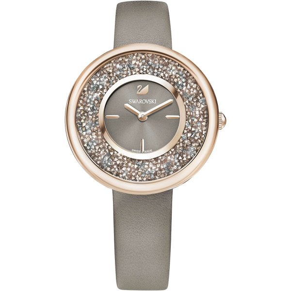 Crystalline Pure Watch, Leather strap, Champagne gold tone by SWAROVSKI
