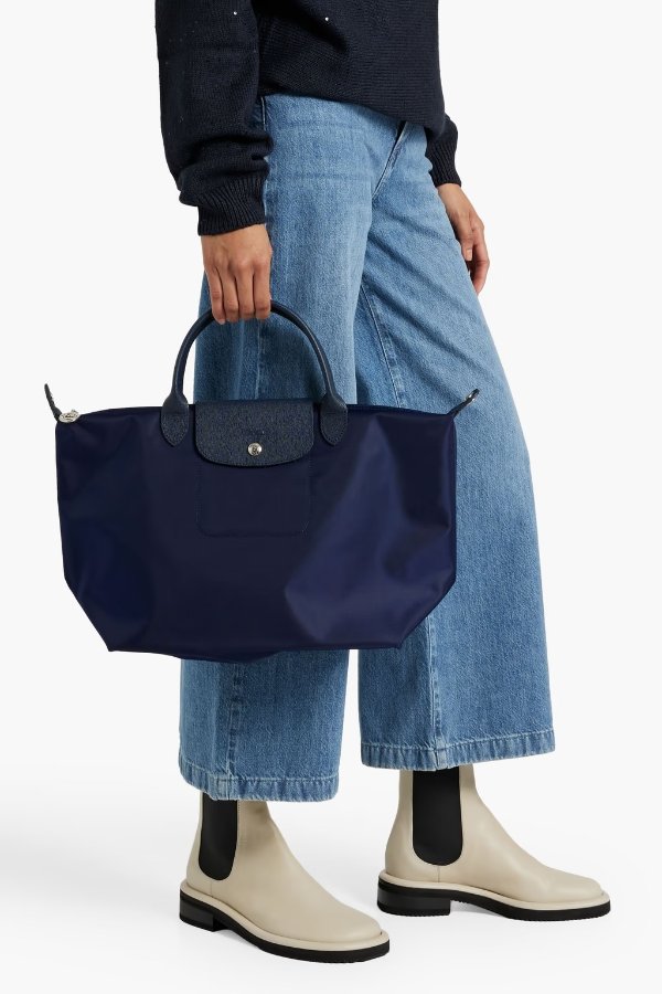 Le Pliage leather-trimmed shell tote